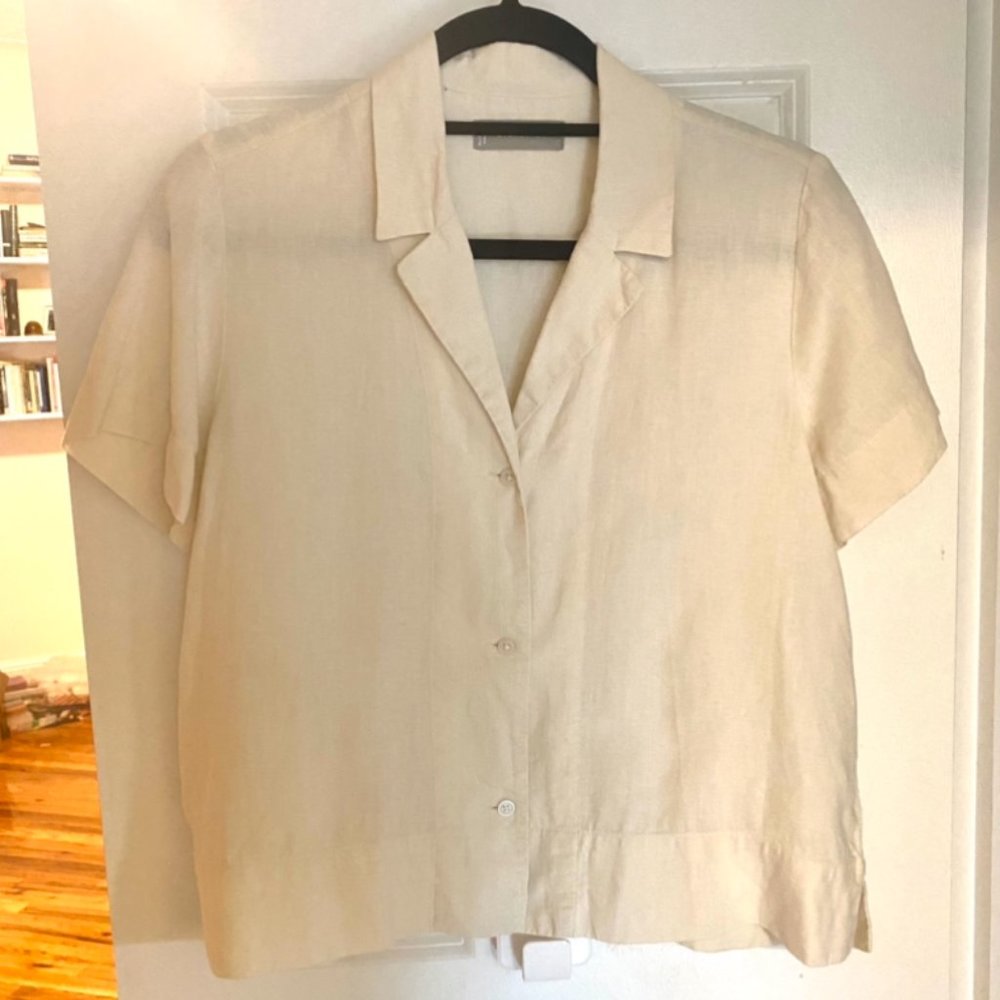Everlane Linen Short-Sleeve Notch Shirt - Natural/Cream